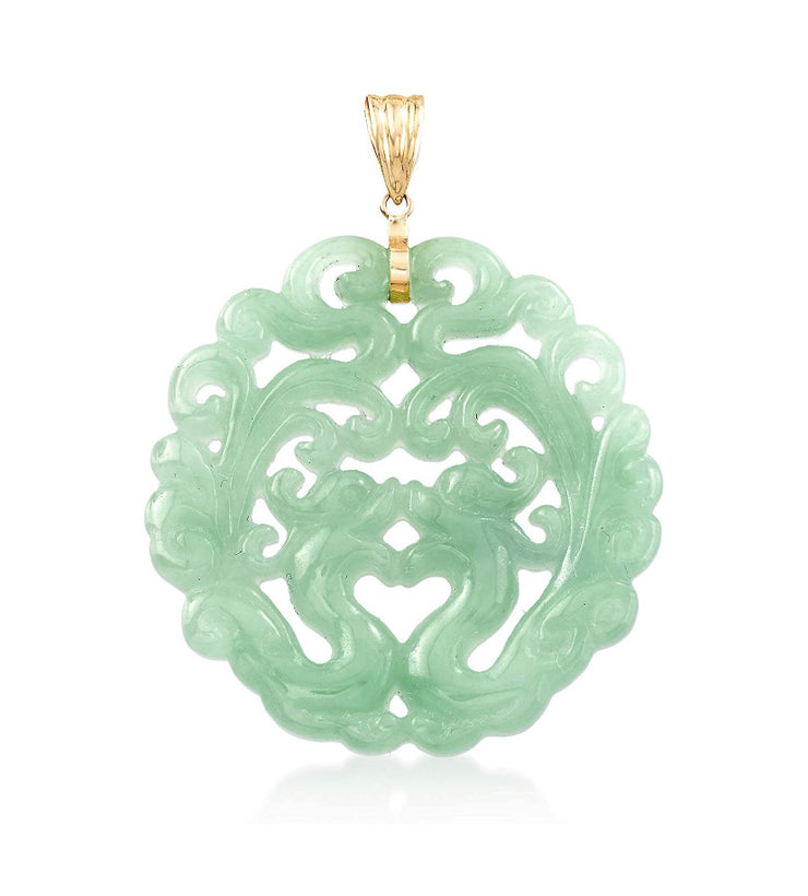 14K GOLD & JADE PHOENIX PENDANT