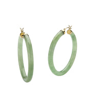 10K BIG GOLD JADE HOOPS