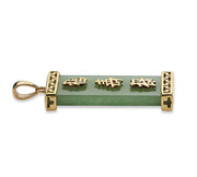 JADE IN 14K GOLD PLATED STERLING SILVER LONG LIFE CHARM PENDANT